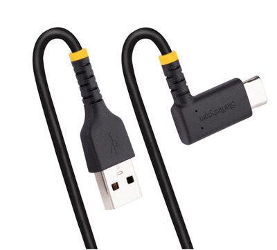 StarTech USB-A to USB-C Charging Cable Right Angle, 1ft, Black (R2ACR-30C-USB-CABLE)