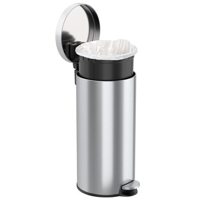 iTouchless SoftStep Round Stainless Steel Step Trash Can with Hinged Lid, 7.93 Gallon (IP08RSS)