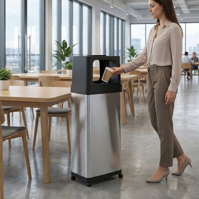 iTouchless Stainless Steel Trash Can with Dual Side-Entry Lid, 24 Gallon (IT24DPS)