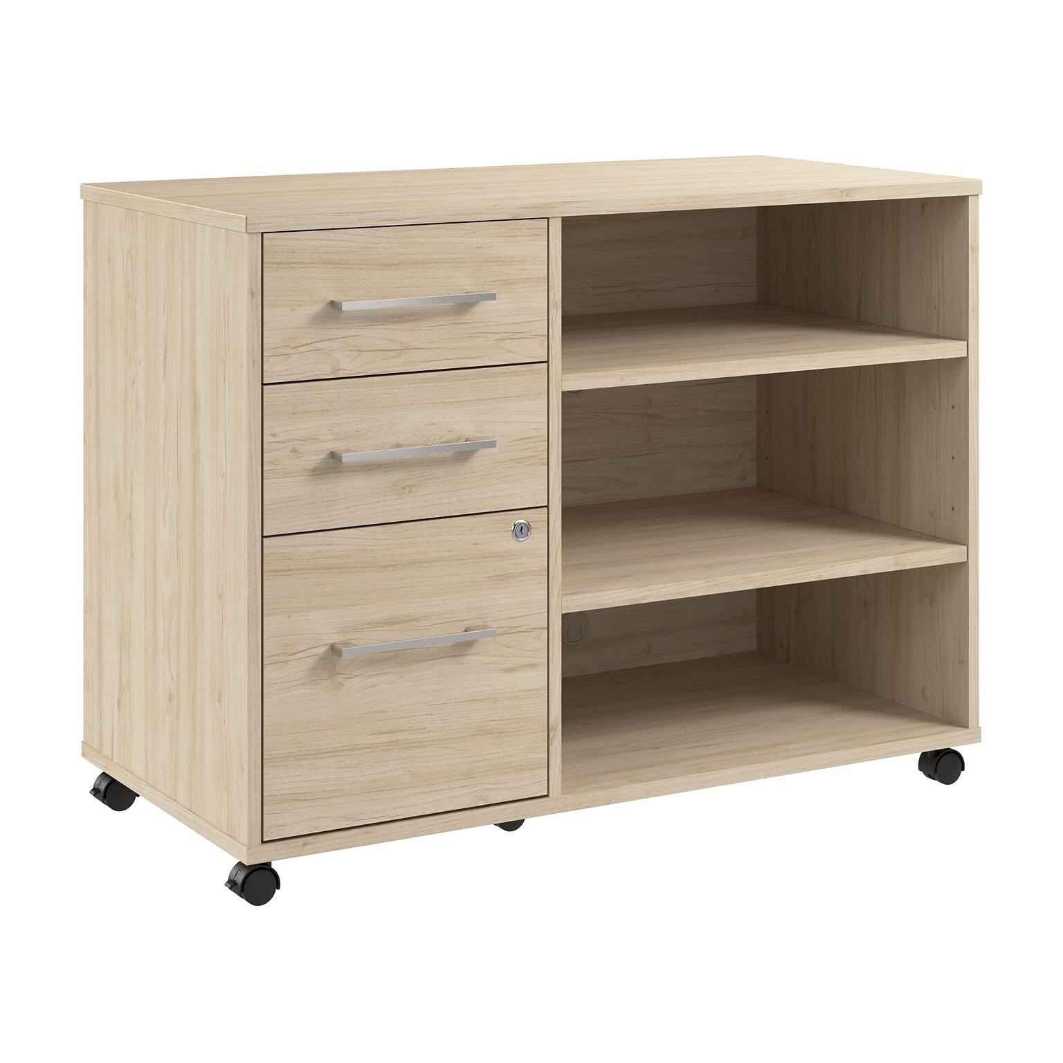 Bush Business Furniture Hustle Office Storage Cabinet with Wheels, Natural Elm (HUF140NE)