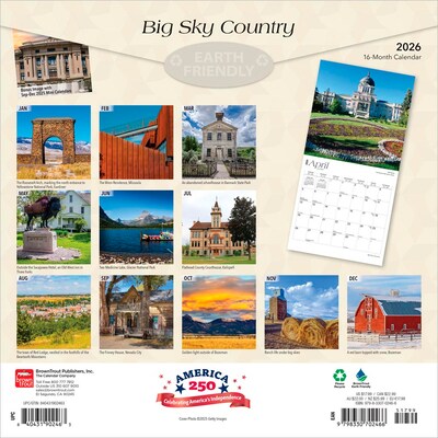 2026 BrownTrout Big Sky Country Montana Places 12 x 12 Monthly Wall Calendar (9798330702466)