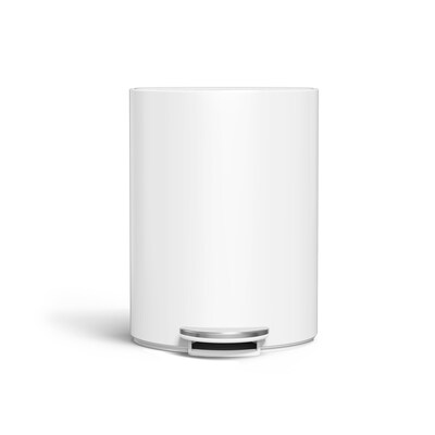 simplehuman 6L Semi-Round Can with Liner Pocket, White Steel, Indoor Step Trash Can, 1.6 Gallons (CW2108)