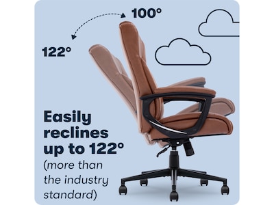 Serta Hannah II Ergonomic Bonded Leather Swivel Executive Chair, Cognac (43672H)