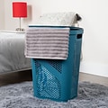 Mind Reader 15.85-Gallon Slim Laundry Hamper with Lid, Plastic, Blue, 2/Set (2HBIN60-BLU)