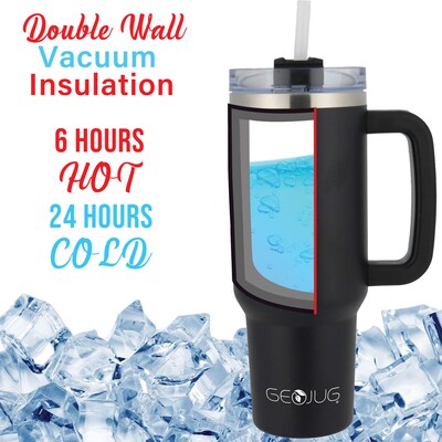 Brentwood Geojug Stainless Steel Double Walled Tumbler Cup, 40 oz., Black (CMB-1200BK)