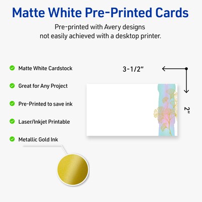 Avery Floral Business Cards, 2 x 3.5, Matte White, 80/Pack (19479399560)