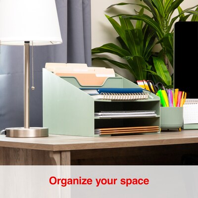 Staples 5-Compartment Plastic Desktop Organizer, Sage Green (ST63875)