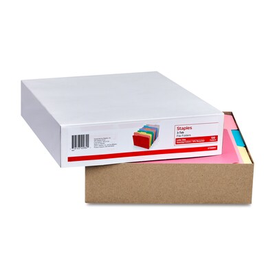 Staples® File Folders, 1/3-Cut Tab, Letter Size, Assorted Colors, 100/Pack (ST508804-CC)