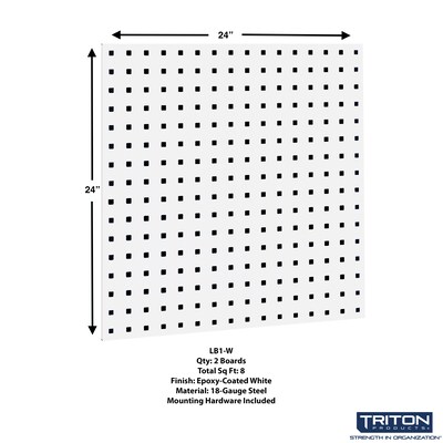 Triton Products Locboard Kit, (2) 24" x 24" x 9/16" Steel Square Hole Pegboards, 46 Assorted Hooks (LB1-KIT)