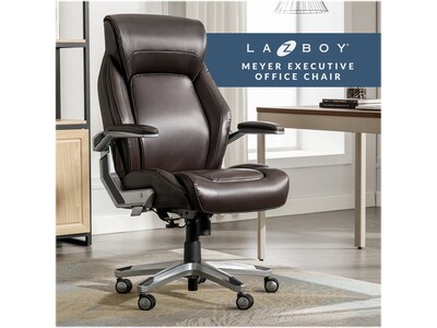 La-Z-Boy Meyer Ergonomic Bonded Leather Swivel Executive Chair, Brown (60082-BRN)