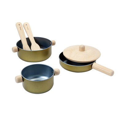 PlanToys Cooking Utensils Set, Natural (PTS3413)