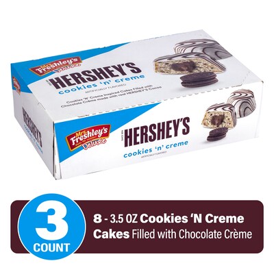 Mrs. Fresheys Hersheys Cookies & Creme Cakes, 28 oz, 24/Pack (600-04146)