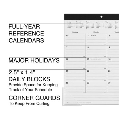 2025 Staples 18" x 11" Desk Pad Calendar, Black (ST17392-25)