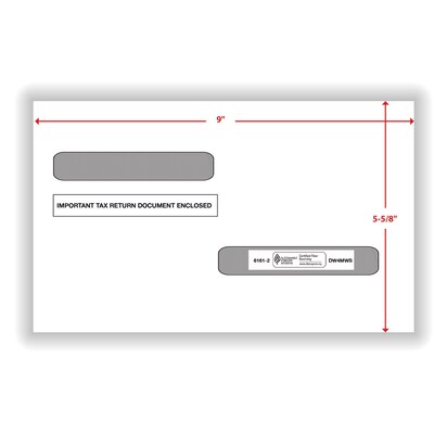 ComplyRight 2025 Double-Window Envelopes For 1099-R Tax Forms, 4-Up Box, Self-Seal, Pack Of 100