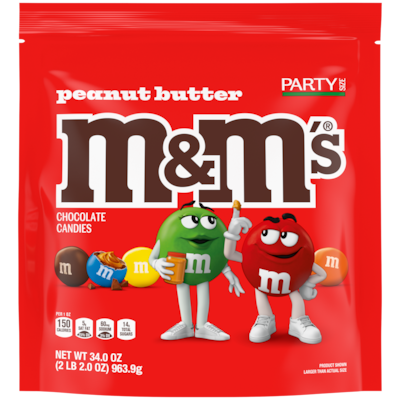 M&Ms Party Size Peanut Butter Milk Chocolate Candy Pieces, 34 oz. (MMM55085)