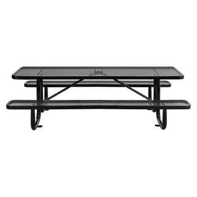Global Industrial 8 Rectangular Picnic Table, Expanded Metal, Black (277153BK)