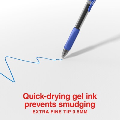 Staples ProGel™ Retractable Gel Pen, Extra Fine Point, 0.5mm, Blue Ink, Dozen (ST63008)