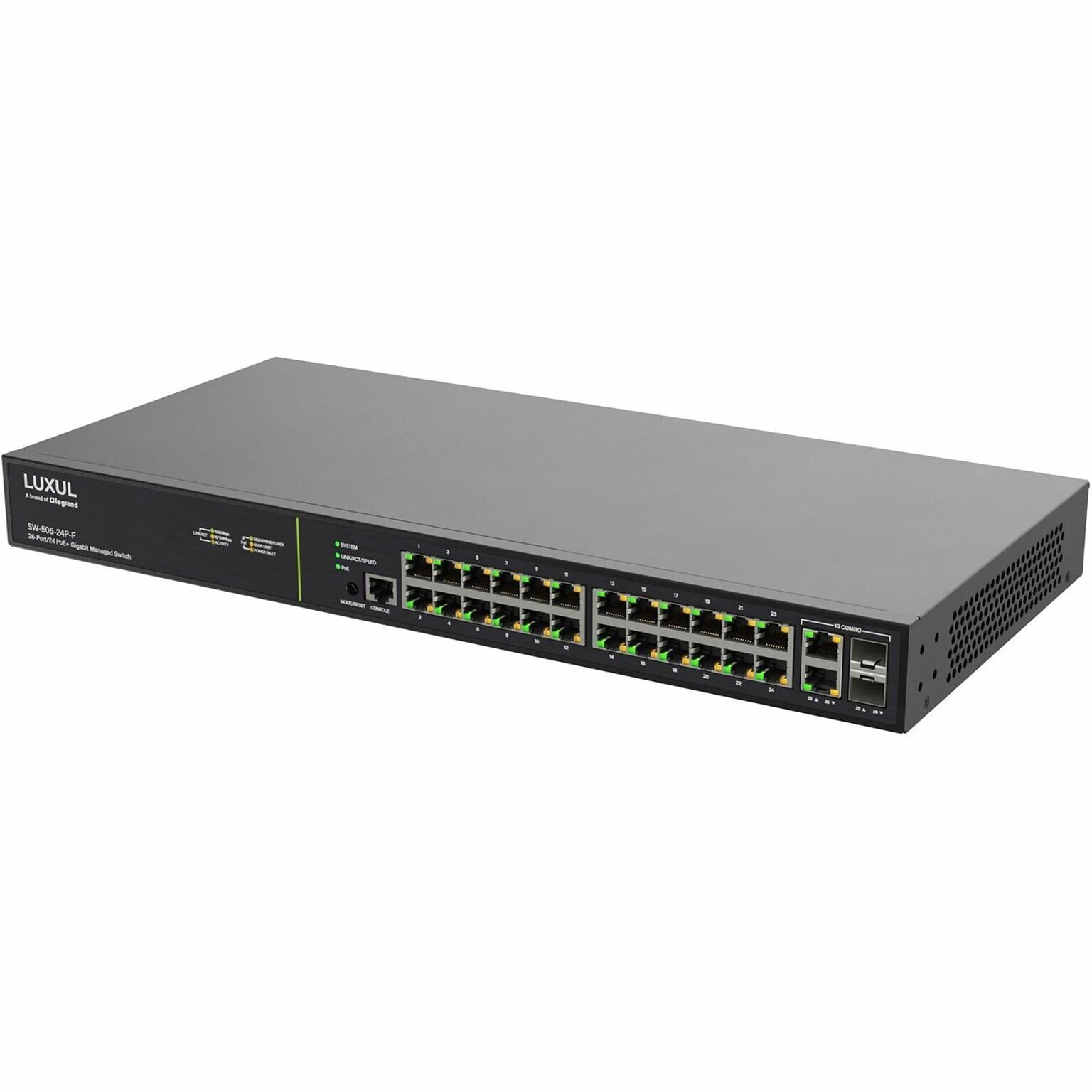 Luxul Legrand 24 PoE+ 1Gb L2/L3 Managed Switch, Black (SW-505-24P-F)