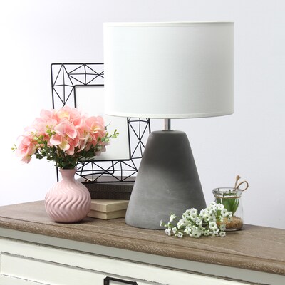 Simple Designs Pinnacle Concrete Table Lamp, White (LT2059-WHT)
