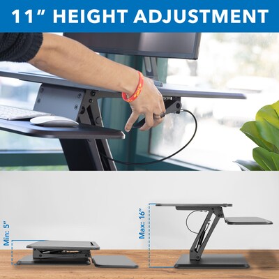 Mount-It! 25"W Manual Adjustable Standing Desk Converter, Black (MI-7957)