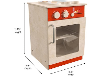 Flash Furniture Bright Beginnings Children's Kitchen Stove with Integrated Storage, Brown/Red (MK-ME03522-GG)