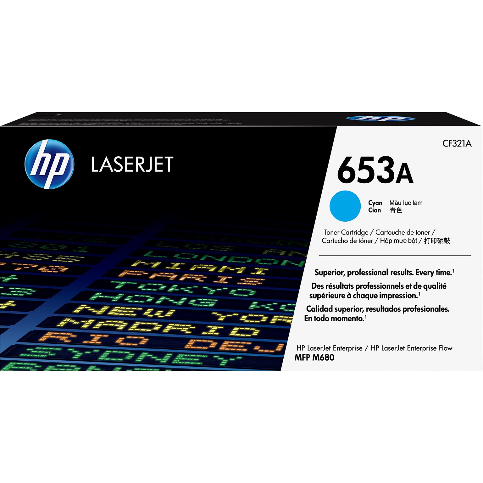 HP 653A Cyan Standard Yield Toner Cartridge, Prints Up to 16,500 Pages (CF321A)