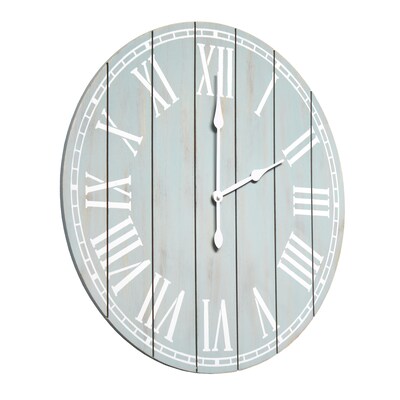 Elegant Designs Wood Plank 23" Large Rustic Coastal Wall Clock, Light Blue Wash (HG2003-LBW)