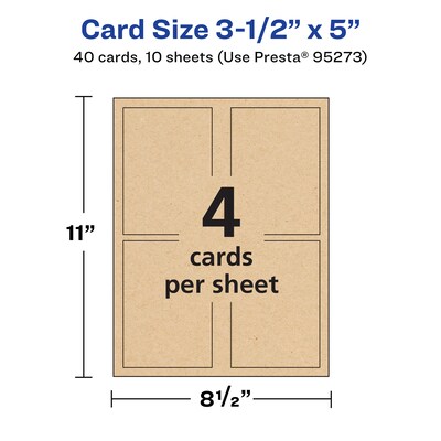 Avery Integrated Cards, 3.5" x 5", Matte Kraft Brown, 40/Pack (95273)