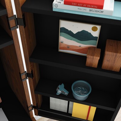 Sauder Harvey Park 31"W Computer Cabinet with Storage, Grand Walnut (430053)