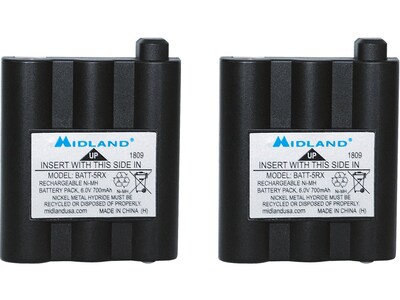 MIDLAND RADIO Rechargeable Ni-MH Battery Pack for GXT Series, T290 Series, XT511 Base Camp Radios, 2/Pack (AVP17)