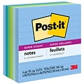 Post-it Recycled Super Sticky Notes, 4 x 4, Oasis Collection, Lined, 90 Sheet/Pad, 6 Pads/Pack (67