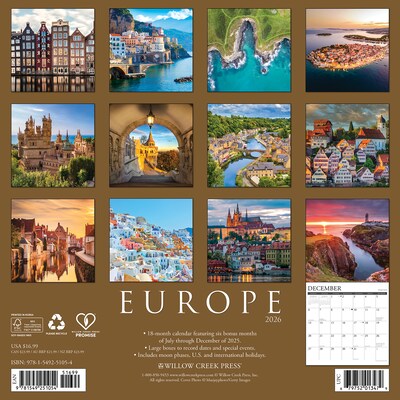 2026 Willow Creek Europe 12 x 12 Monthly Wall Calendar (51054X)