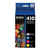 Epson T410 Cyan/Magenta/Yellow/Photo Black Standard Yield Ink Cartridge, 4/Pack (T410520S)
