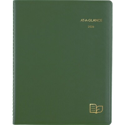 2026 AT-A-GLANCE Recycled 8.25" x 11" Weekly & Monthly Appointment Book Planner, Faux Leather Cover, Green (70-950G-60-26)