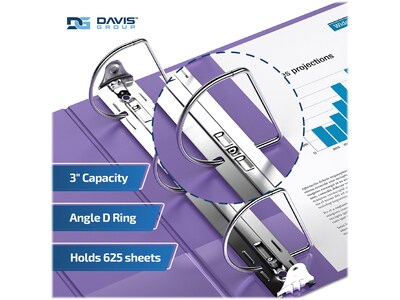 Davis Group Premium Economy 3" 3-Ring Non-View Binders, D-Ring, Purple, 6/Pack (2305-69-06)