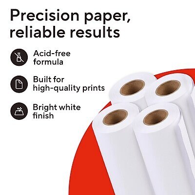 Staples Wide Format CAD Bond Paper, 24 x 150, 4/Carton (26655-CC)