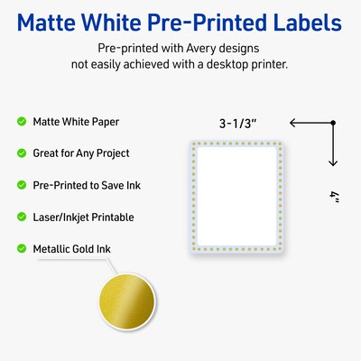 Avery Laser/Inkjet Rectangle Multipurpose Labels, 4 x 3-1/3, White, 40/Pack (S00DMC)