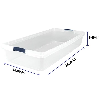 Iris Stack & Pull 12.9 Qt. Latch Lid Storage Bin, Navy/Clear (100306)