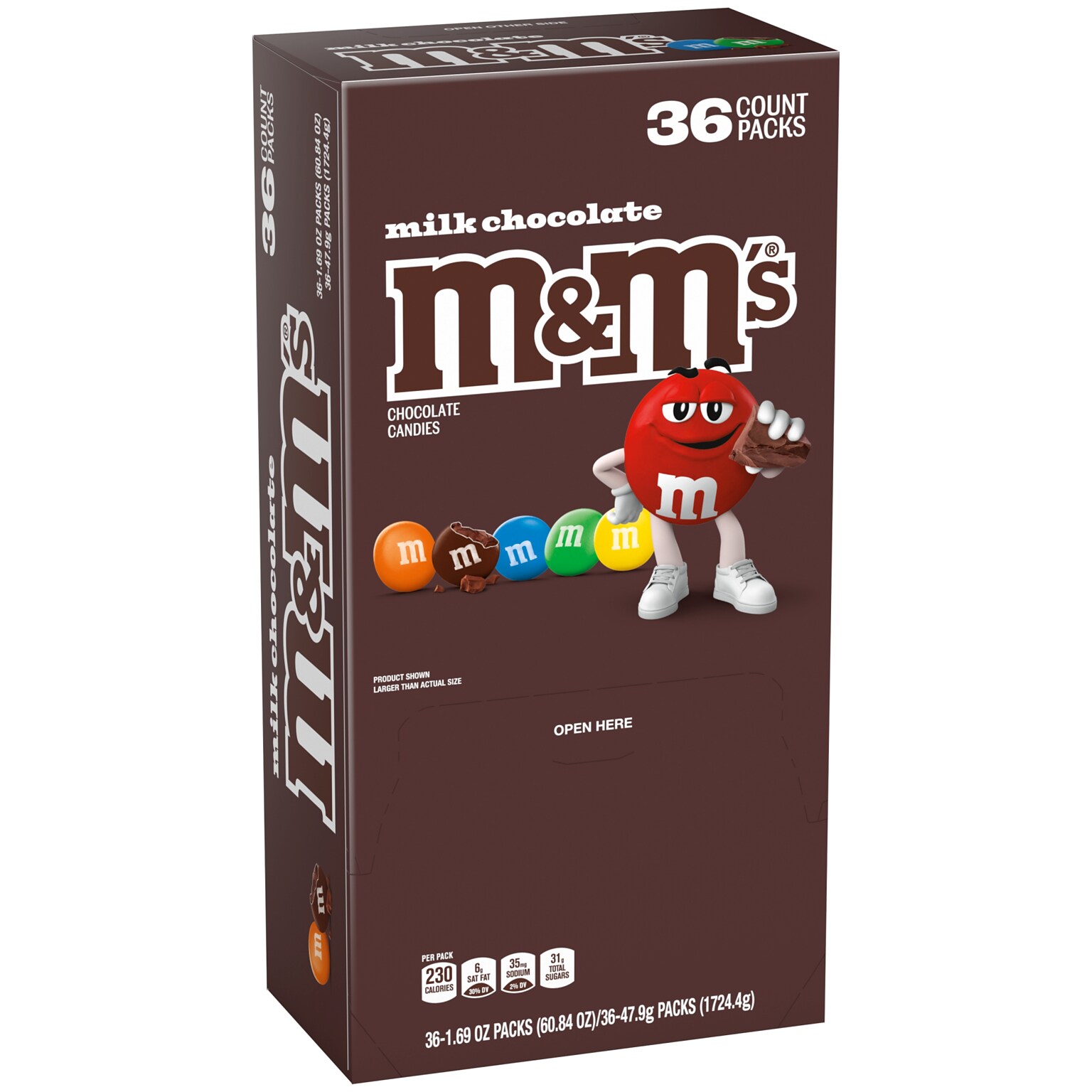 M&Ms Milk Chocolate Pieces, 1.69 oz., 36/Box (MMM49990)
