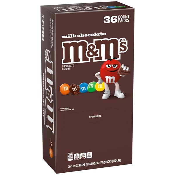 M&M's Milk Chocolate Pieces, 1.69 oz., 36/Box (MMM49990