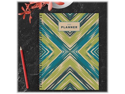 2023 TF Publishing X Marks the Spot 9" x 11" Weekly & Monthly Planner, Blue/Green (LWM-23-9706)