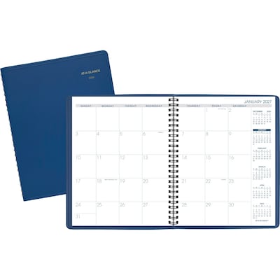 2027 AT-A-GLANCE 7 x 8.75 Monthly Planner, Faux Leather Cover, Blue (70-124-20-27)