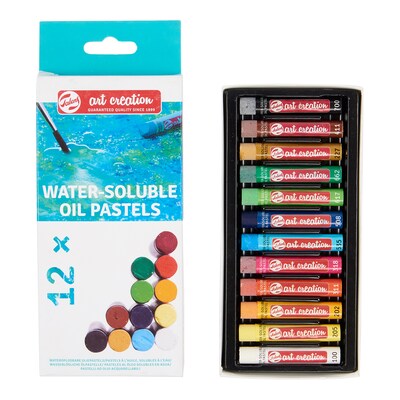 Talens Art Creation Water Soluble Oil Pastel Set, Assorted Colors, 12/Set, 3 Sets/Bundle (TLN9029112M-3)