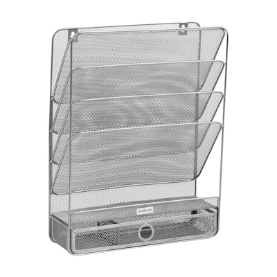Mind Reader 7-Compartment Metal Desk Shelf, Silver (MAGROUND-SIL)