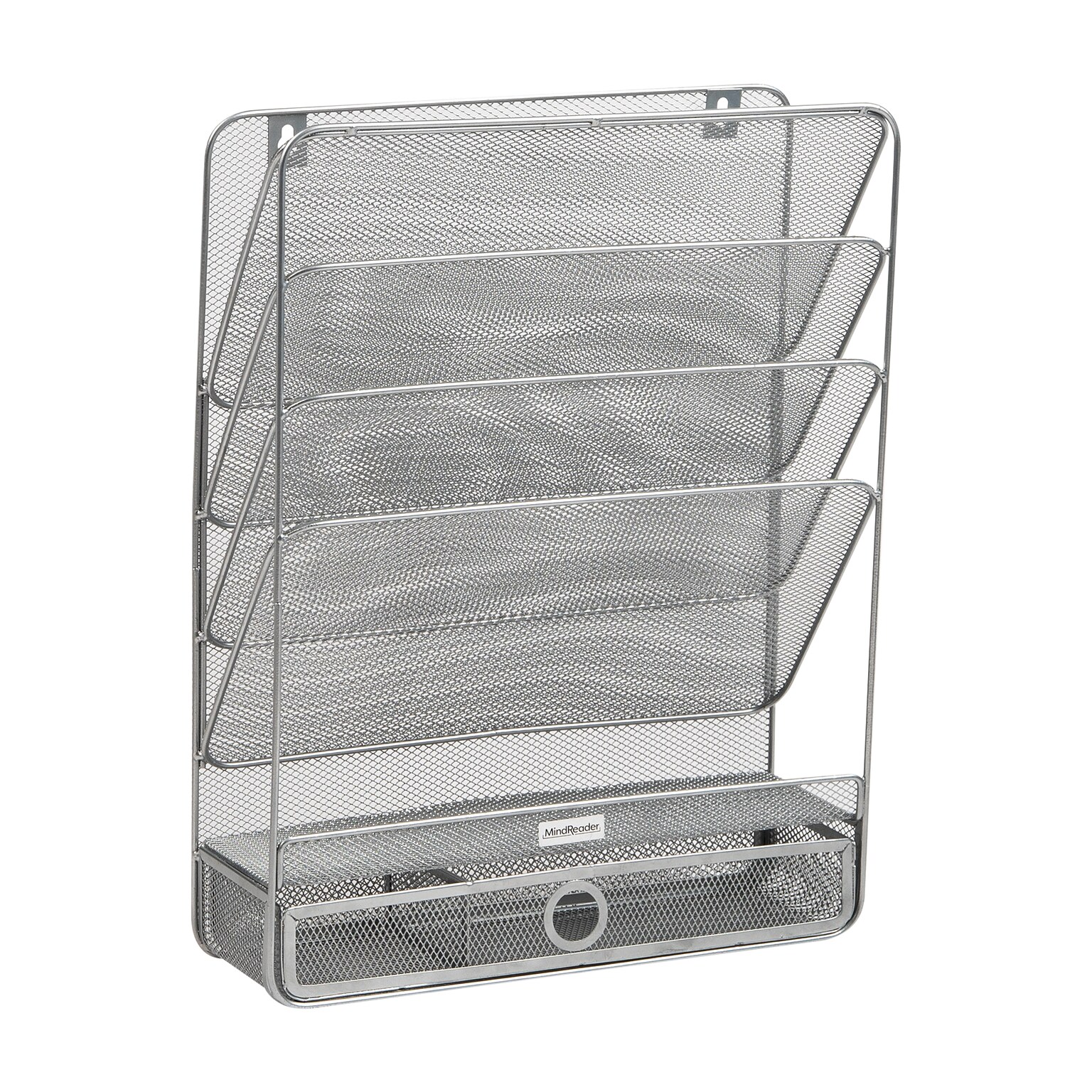 Mind Reader 7-Compartment Metal Desk Shelf, Silver (MAGROUND-SIL)