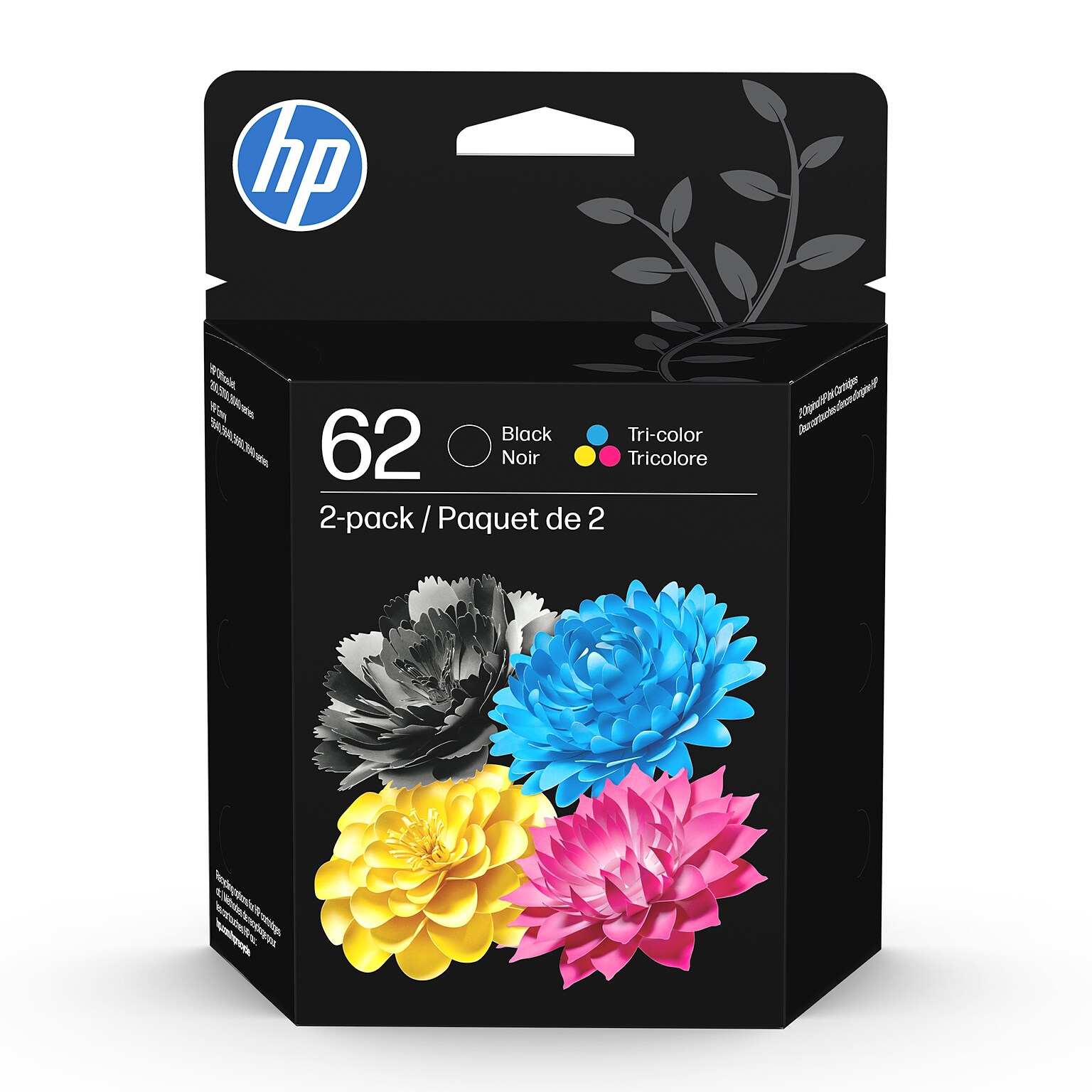 HP 62 Black/Tri-Color Standard Yield Ink Cartridge, 2/Pack (N9H64FN#140)