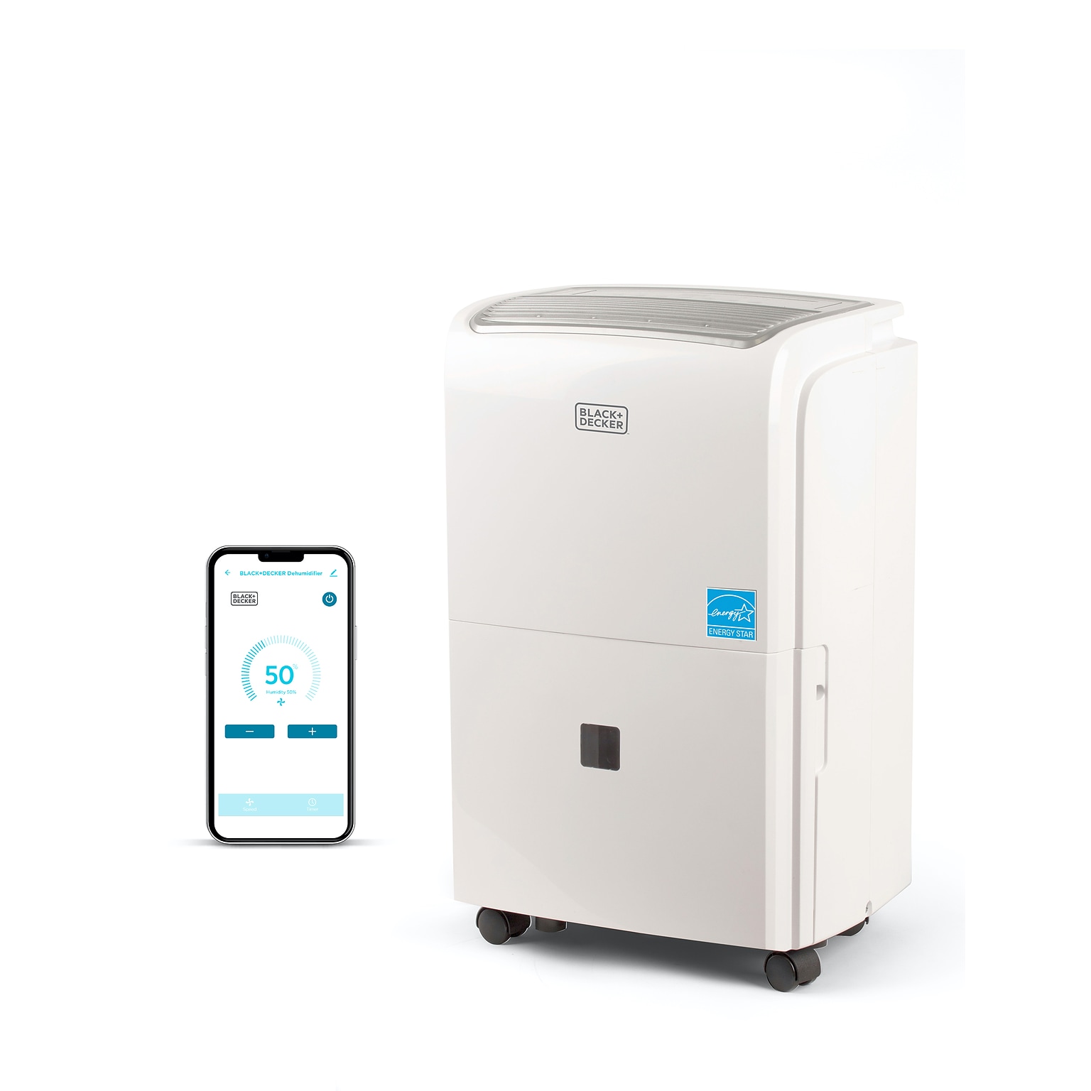 Black & Decker Energy Star 50-Pint Portable Dehumidifier, WiFi Enabled, 2-Speed, Covers up to 4500 sq. ft., White (BDT50PWTBWF)