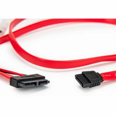 Rocstor 3' Slimline SATA 3.0 to SATA 3.0/LP4 Adapter Cable, Female to Male, Red (Y10C869-RD)