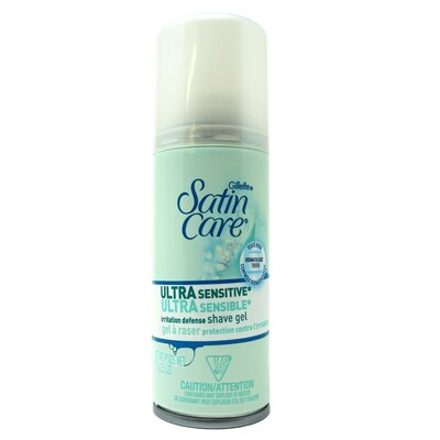 Satin Care Ultra Sensitive Shave Gel, 2.5 oz Bottle, 6 Bottles/Bag, 12 Bags/Carton