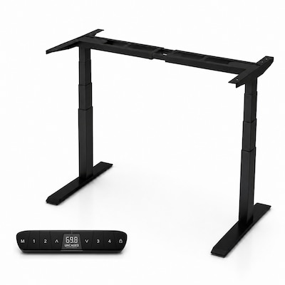 Uncaged Ergonomics Rise Up 3-stage Dual Motor Electric Standing Desk Frame, Black, Desktop Not Included (RUB)